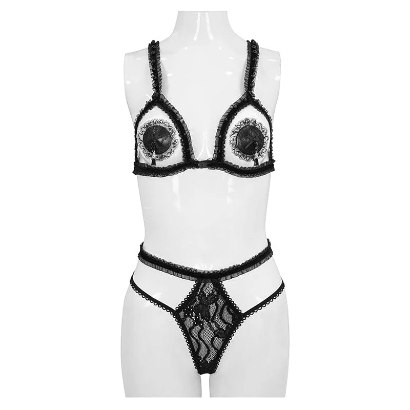 Gothic Sexy Spitzen-BH-Dessous-Set für Damen