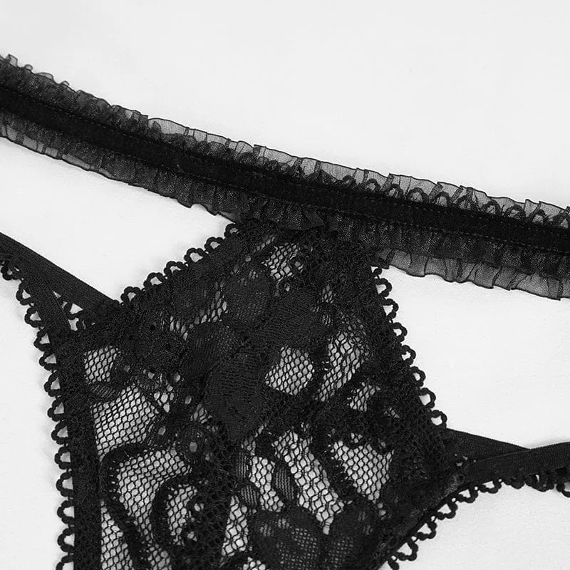 Gothic Sexy Spitzen-BH-Dessous-Set für Damen