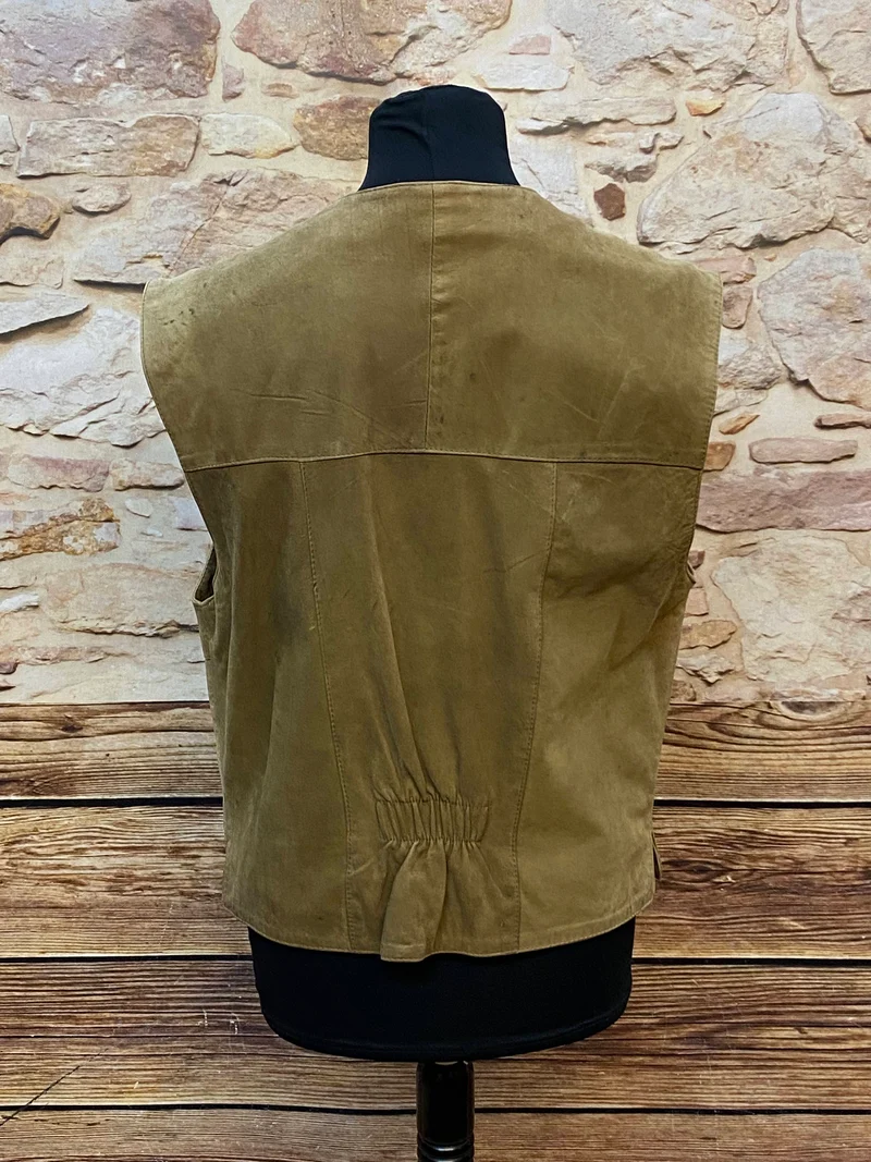 Vintage Trachten Lederweste Herren Gr. 48 Stickerei