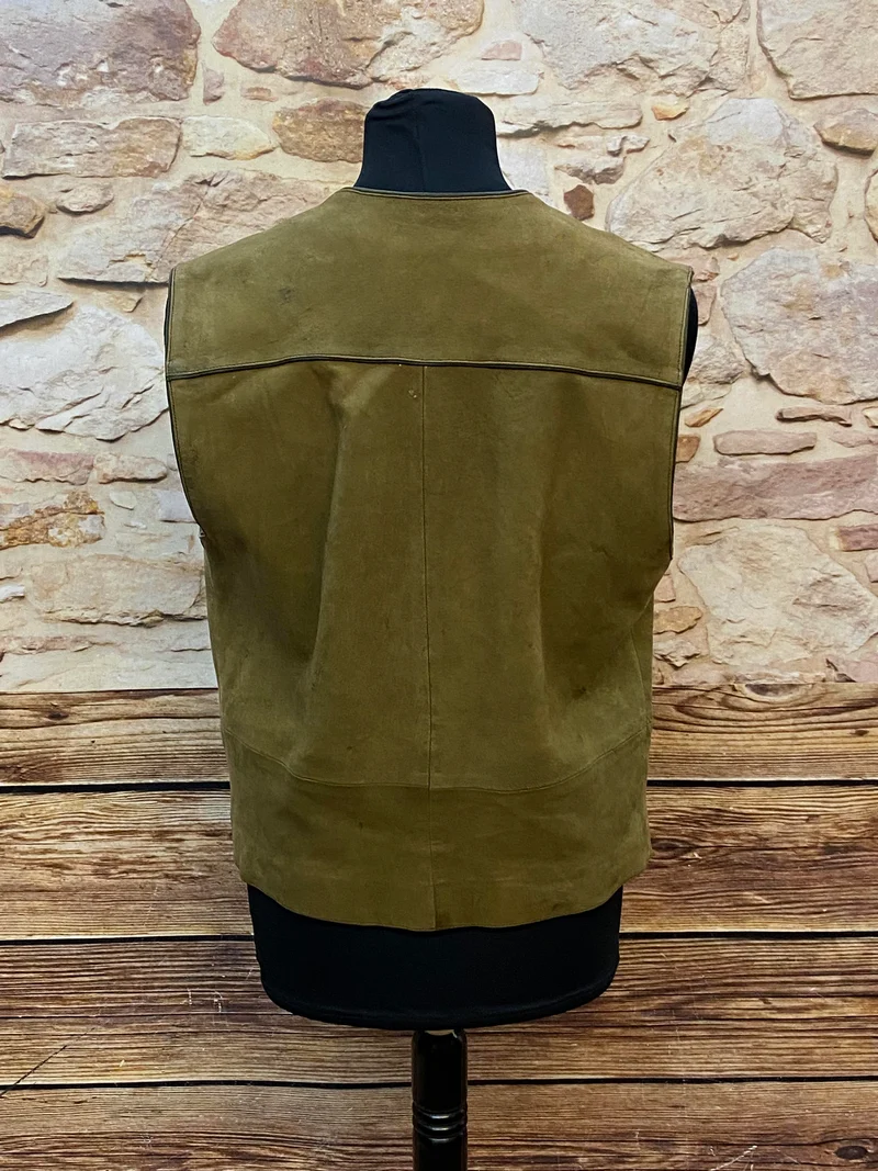 Vintage Leder Trachtenweste grün Herren Gr. 48