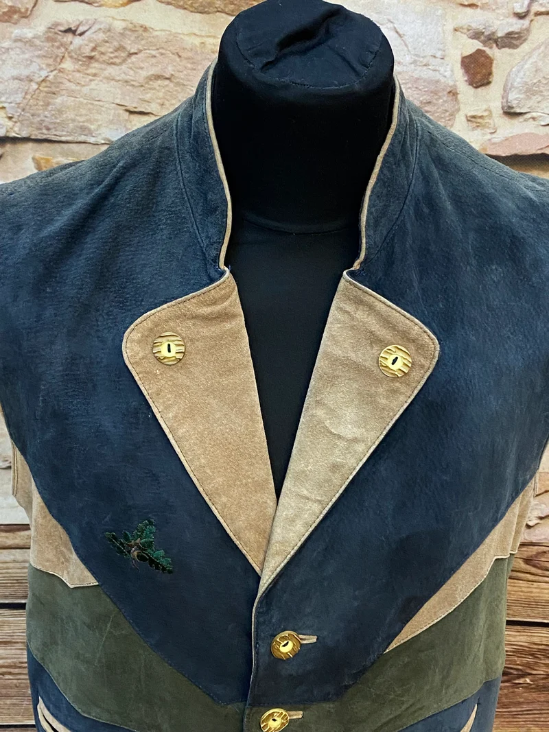 Vintage Leder Trachtenweste Herren Gr. 48