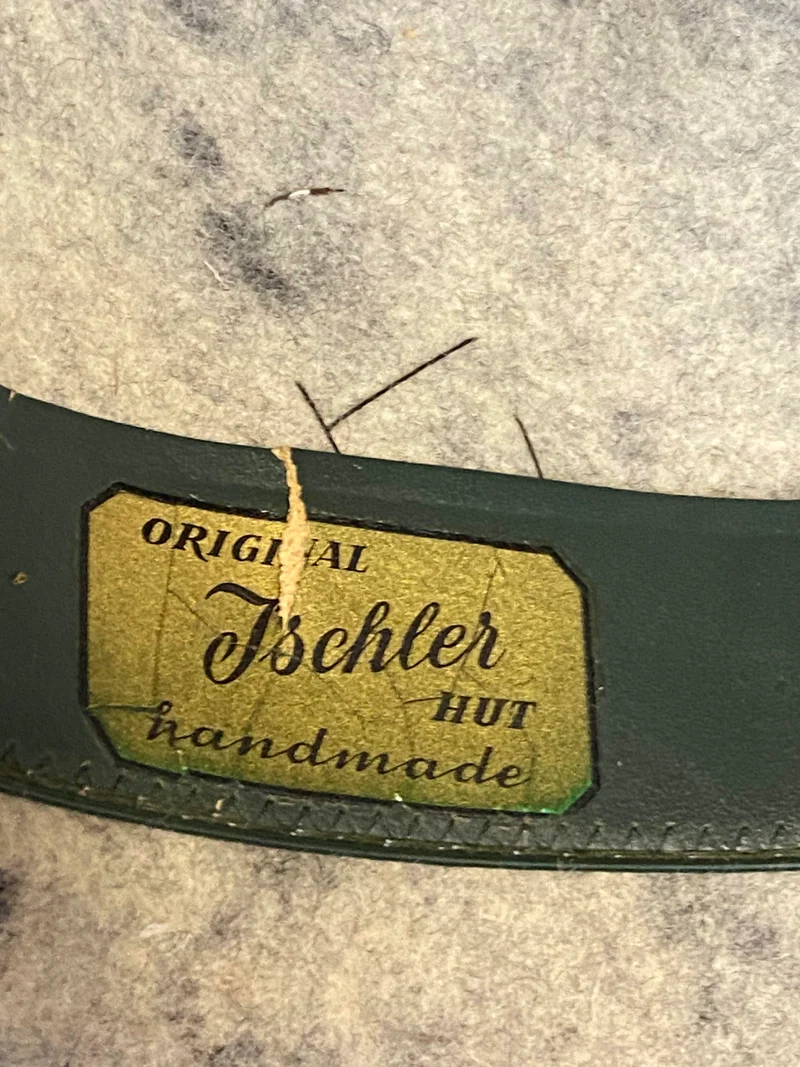 Vintage Trachtenhut hellgrau meliert – Österreich Markenhut | Größe 55