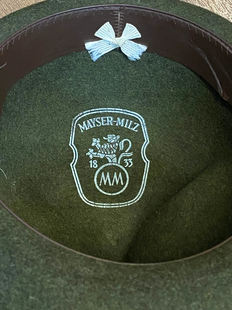 Vintage Trachtenhut grün Filz Gr. 55 – Mayser Milz Markenhut