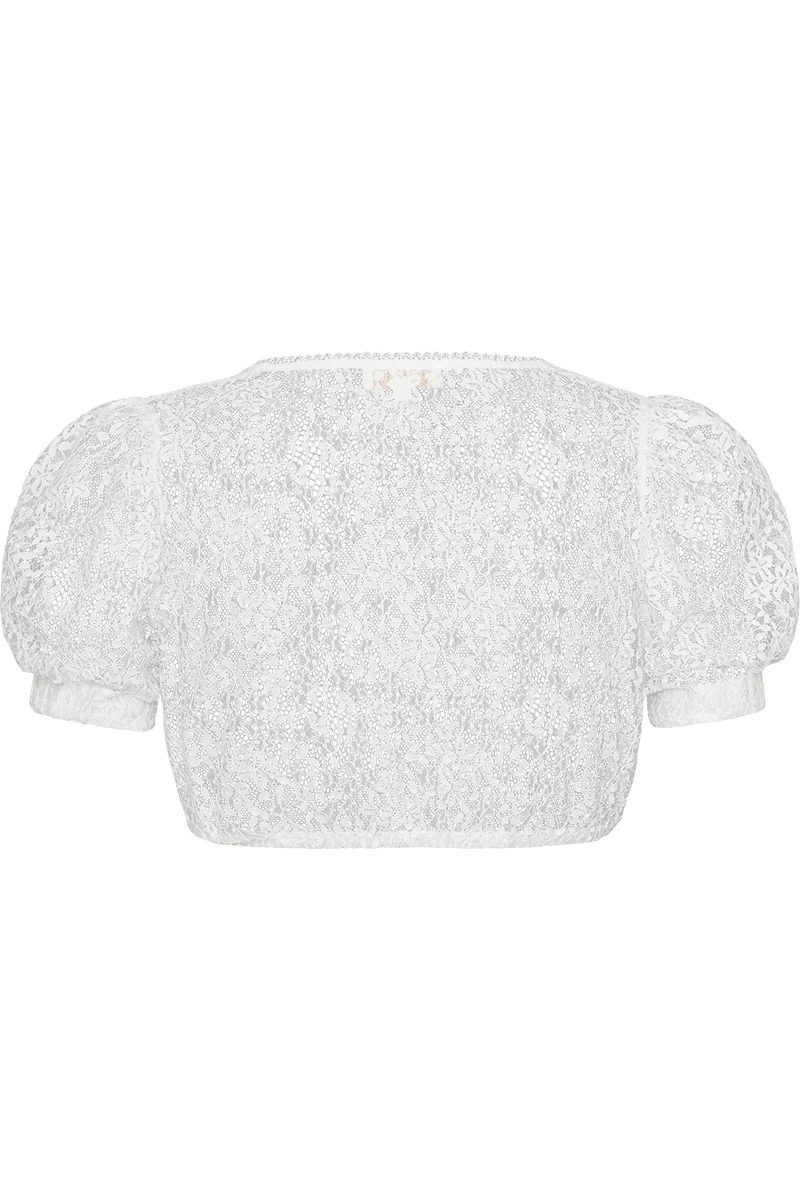 Spitzen-Dirndlbluse mit kurzen Puffärmeln