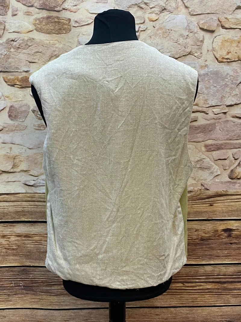 Vintage Trachtenweste Oliv mit Edelweiß Stickerei – Gr. 52