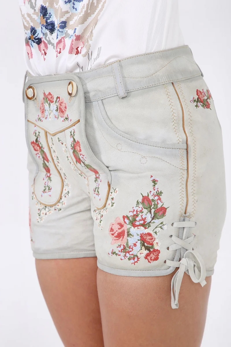 Damen Lederhose - APRICOT FLOWER NATUR % - Krüger Madl - Short - 035346-000-0015