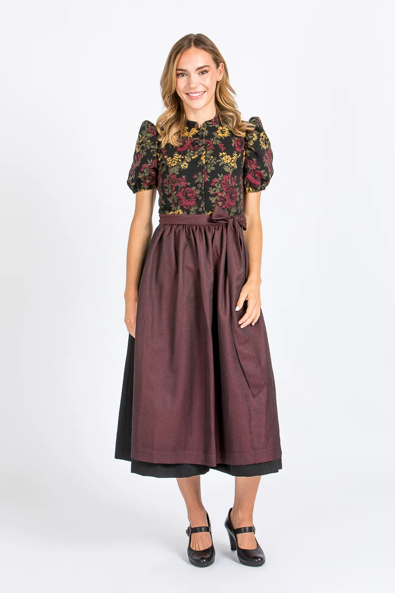 Almliebe Ärmeldirndl Therese bordeaux geblümt