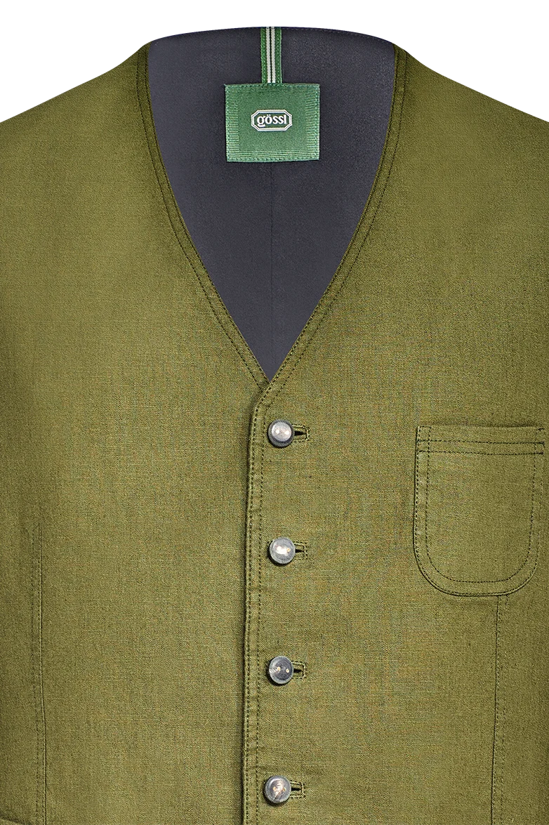 Vorpatiniertes Gilet aus Baumwolle/Leinen