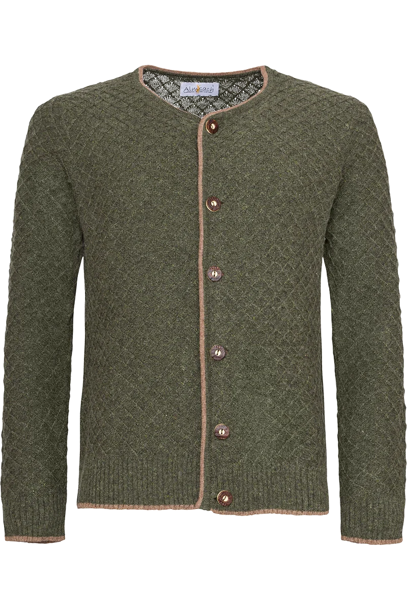Herren Strickjacke mit Rautenmuster und Wollanteil