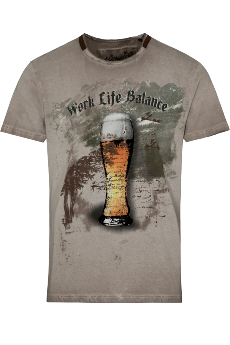Herren T-Shirt mit Weißbierglas 'Work Life Balance'