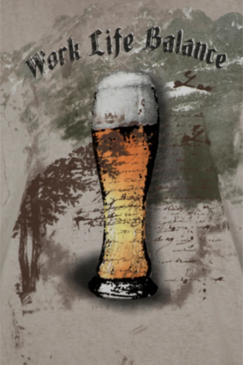 Herren T-Shirt mit Weißbierglas 'Work Life Balance'