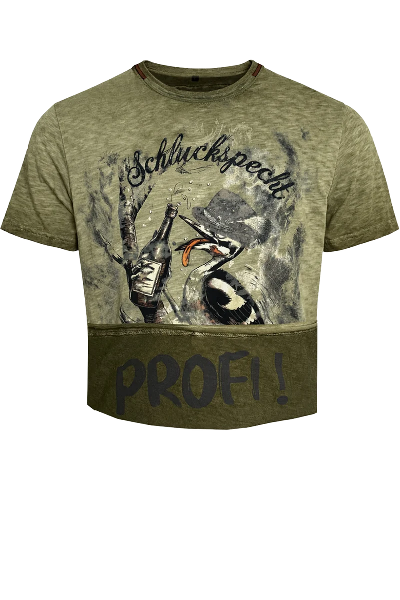 Herren T-Shirt mit Spechtmotiv 'Schluck Specht'