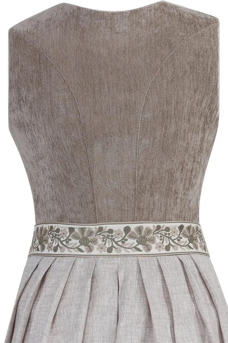 Midi-Dirndl mit Samt-Cord-Mieder - taupe