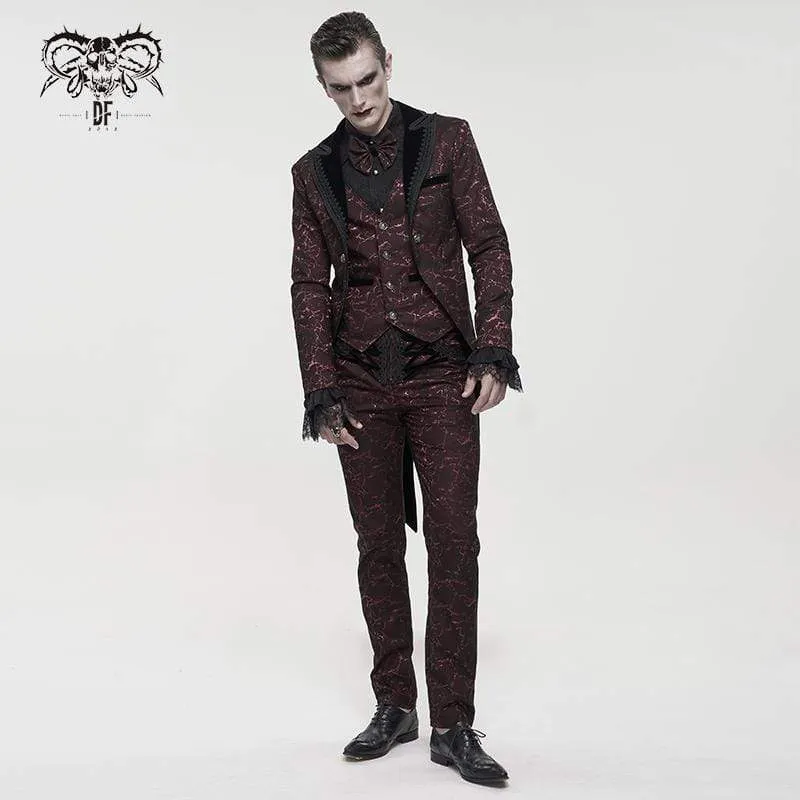 Herren Gothic Floral Zipper Hose Rot