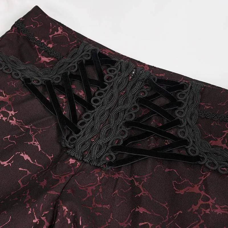 Herren Gothic Floral Zipper Hose Rot