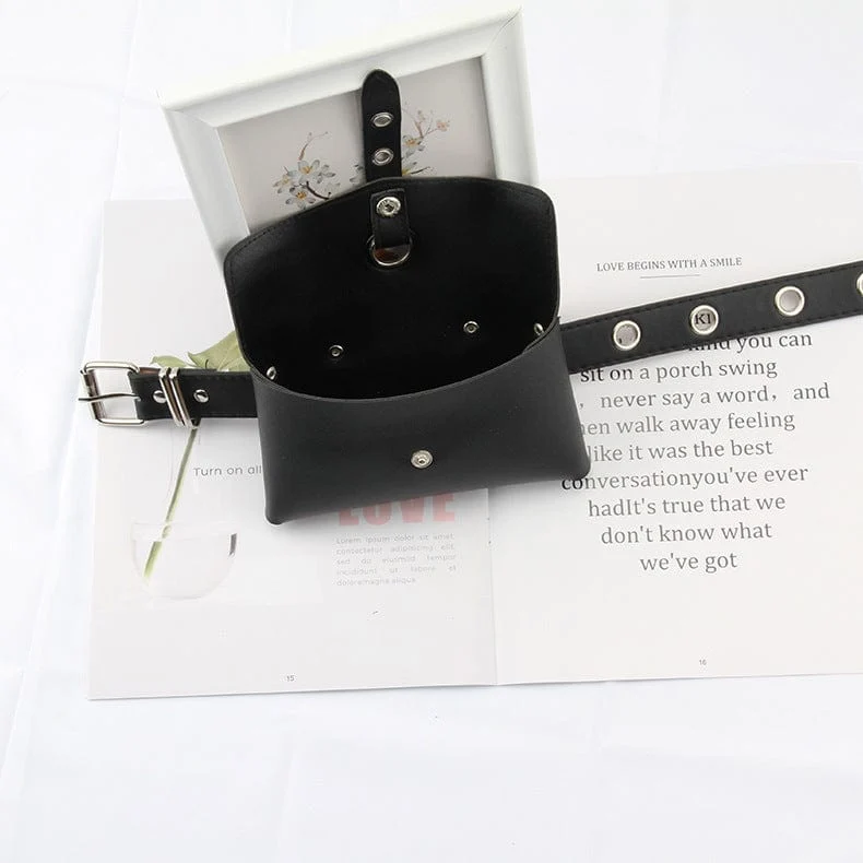 Damen Punk Kette Gürteltasche für Frauen Umhängetasche Hüfttasche