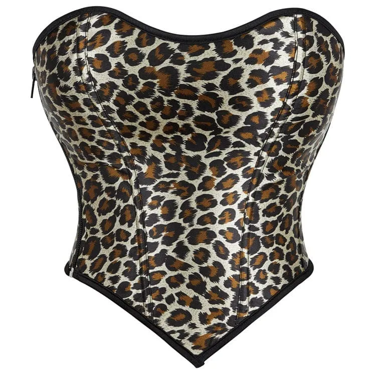 Gothic-Überbrustkorsetts mit Leopardenmuster für Damen