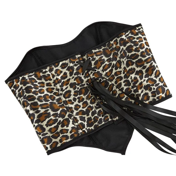Gothic-Überbrustkorsetts mit Leopardenmuster für Damen
