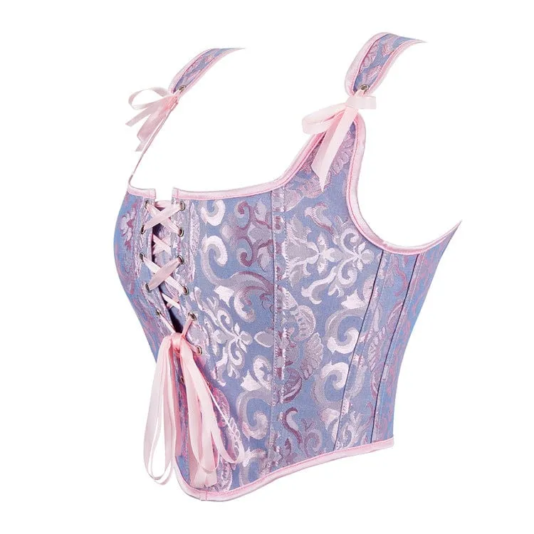 Gothic Jacquard Überbrustkorsett zum Schnüren für Damen