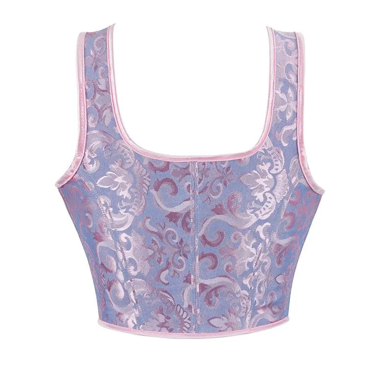 Gothic Jacquard Überbrustkorsett zum Schnüren für Damen