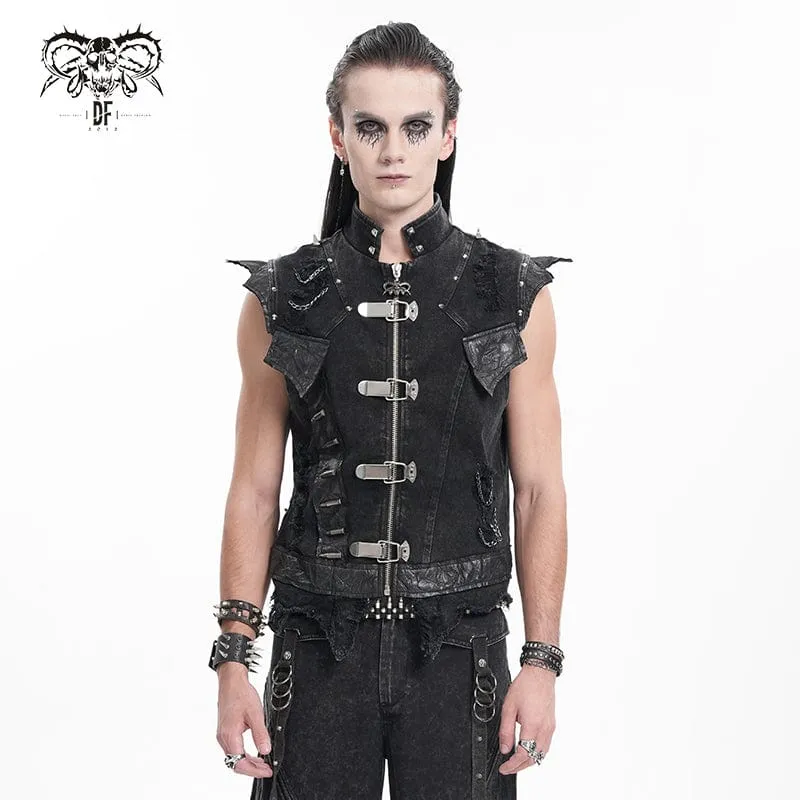 Gothic-Weste mit Nieten und Kettenringen für Herren
