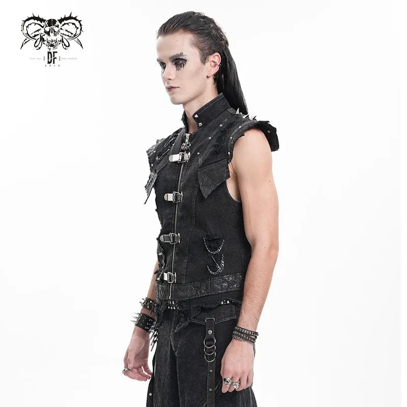 Gothic-Weste mit Nieten und Kettenringen für Herren