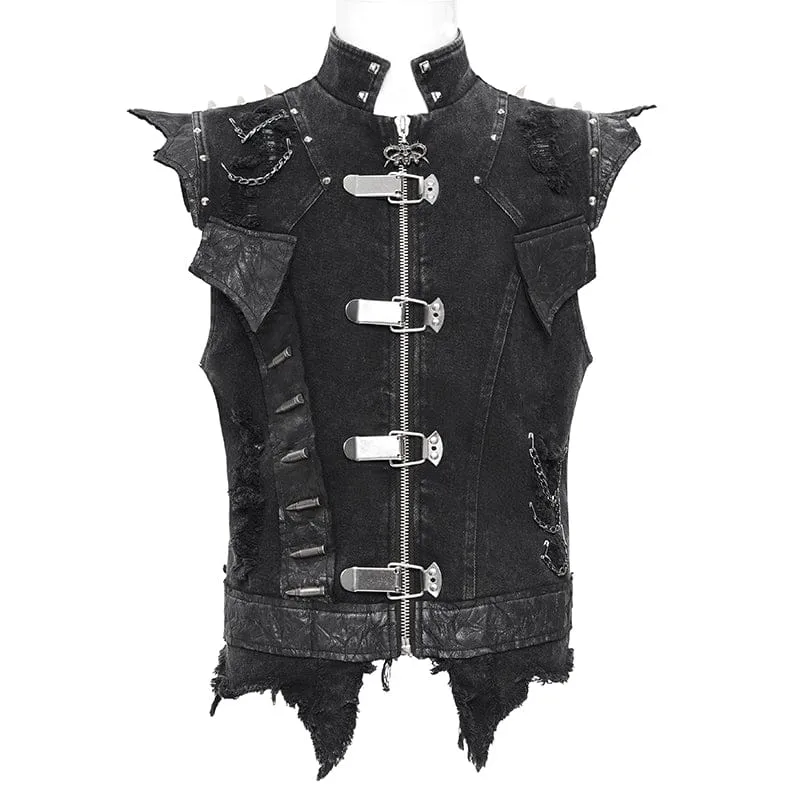 Gothic-Weste mit Nieten und Kettenringen für Herren