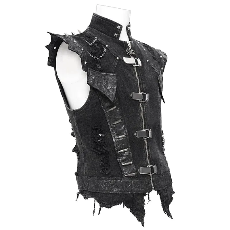 Gothic-Weste mit Nieten und Kettenringen für Herren