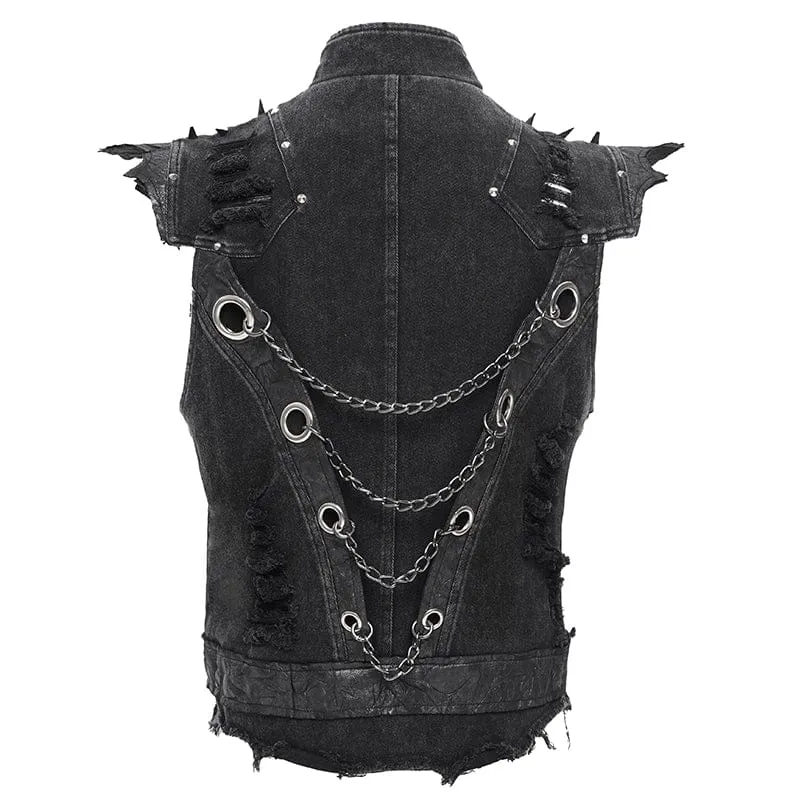 Gothic-Weste mit Nieten und Kettenringen für Herren