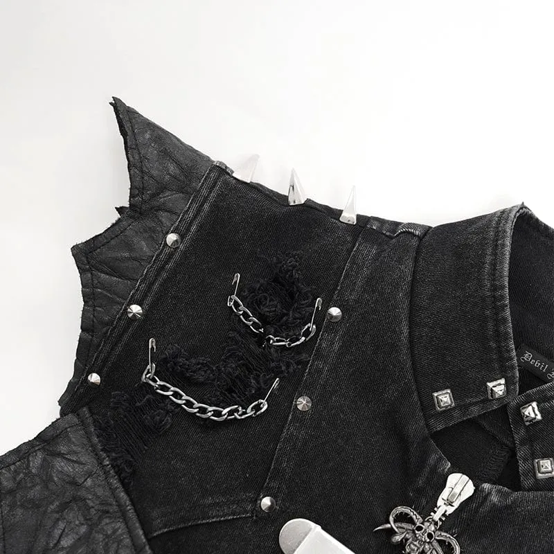 Gothic-Weste mit Nieten und Kettenringen für Herren