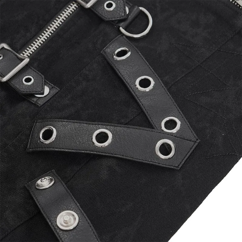 Gothic-Weste mit Ösen und Schnalle für Herren