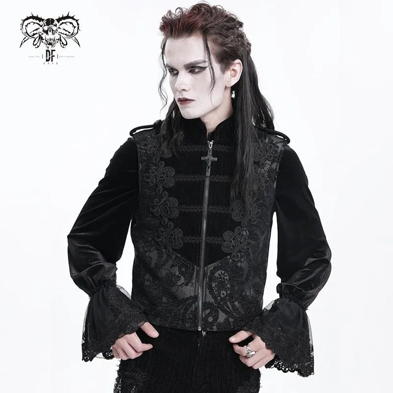 Gothic-Weste mit Häkel- und Reißverschluss für Herren