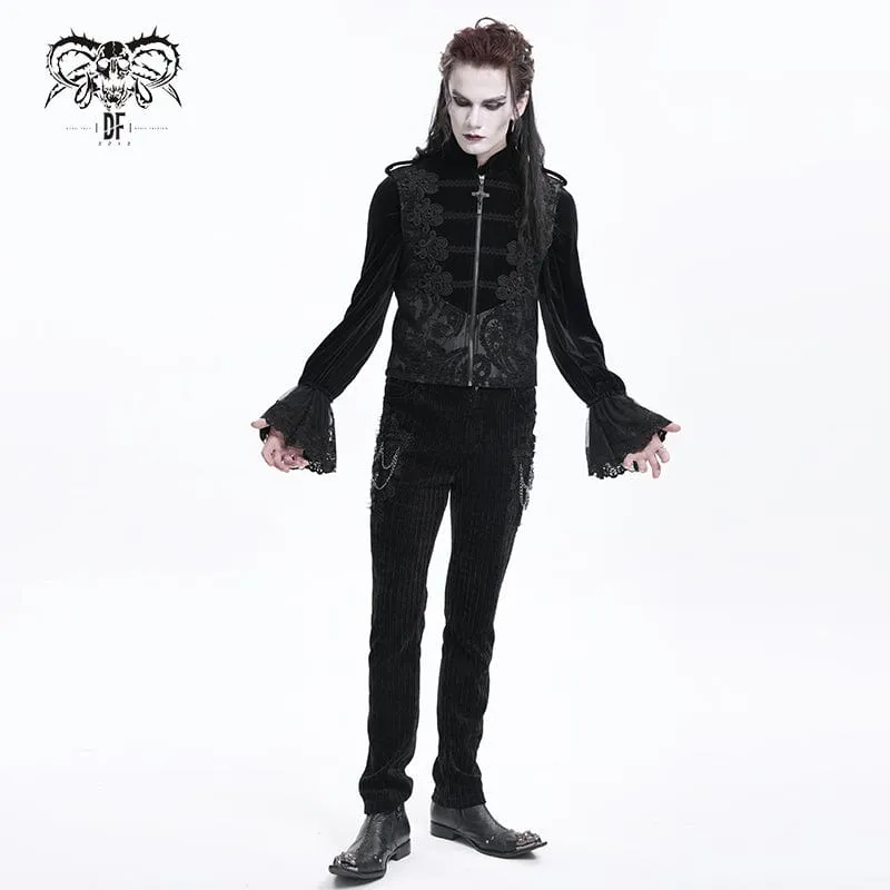 Gothic-Weste mit Häkel- und Reißverschluss für Herren