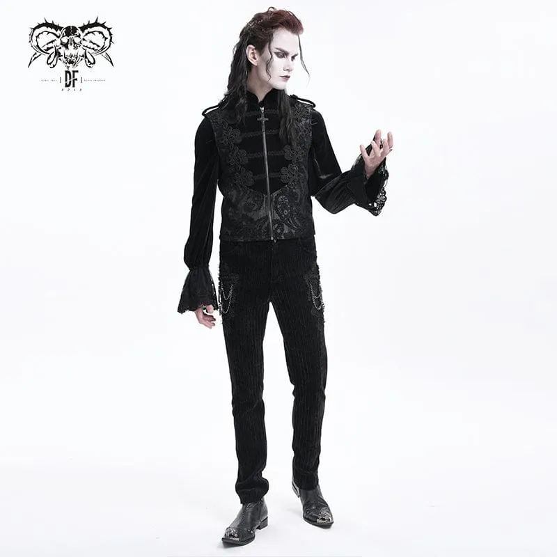 Gothic-Weste mit Häkel- und Reißverschluss für Herren