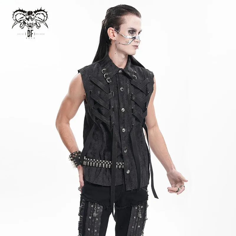 Gothic-Weste mit Schnürung und zerrissenem Ring für Herren