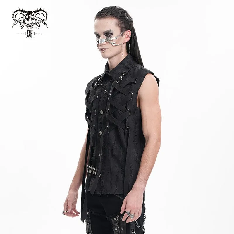Gothic-Weste mit Schnürung und zerrissenem Ring für Herren