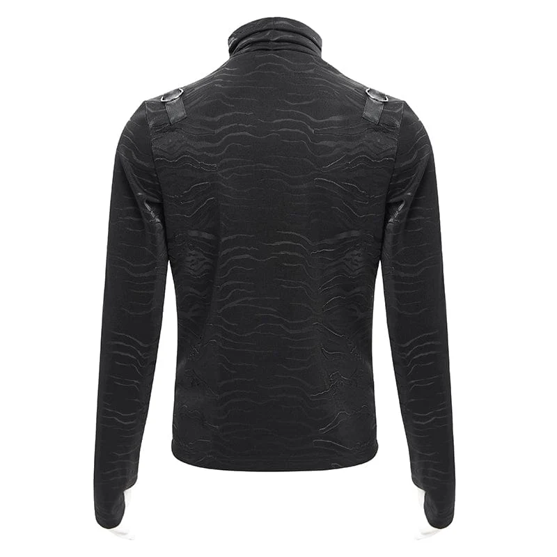 Gothic-Pullover mit Kettenringen und Stehkragen für Herren