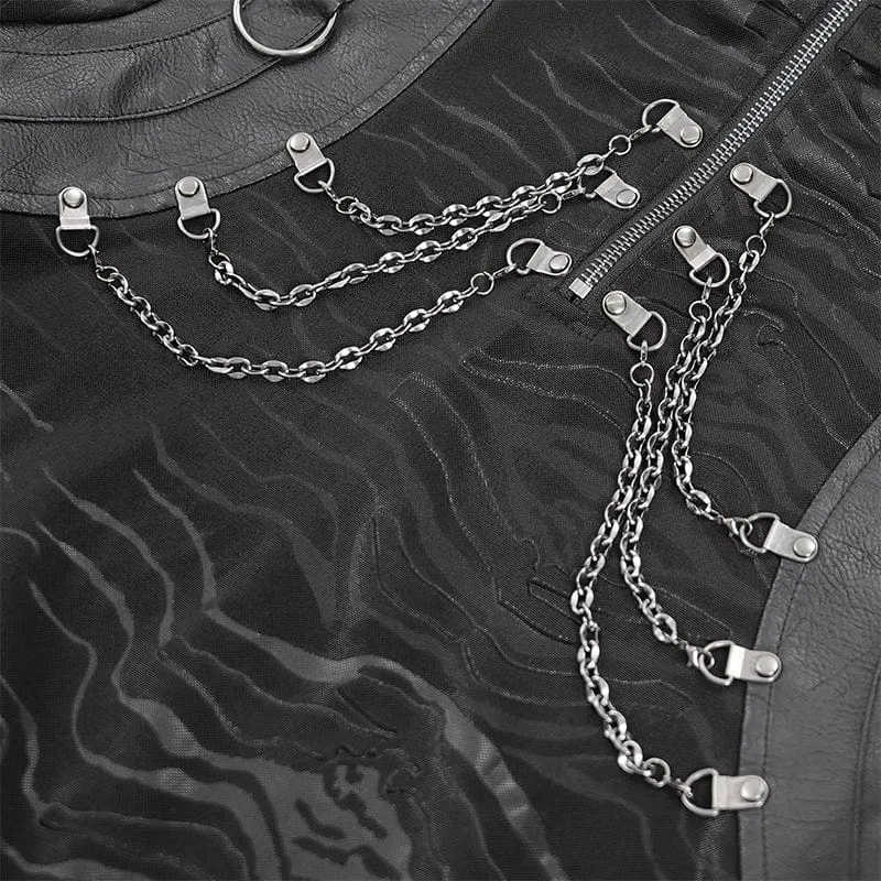 Gothic-Pullover mit Kettenringen und Stehkragen für Herren
