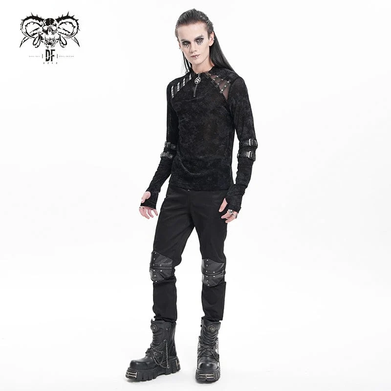 Gothic-Pullover mit Nieten und Schnalle für Herren
