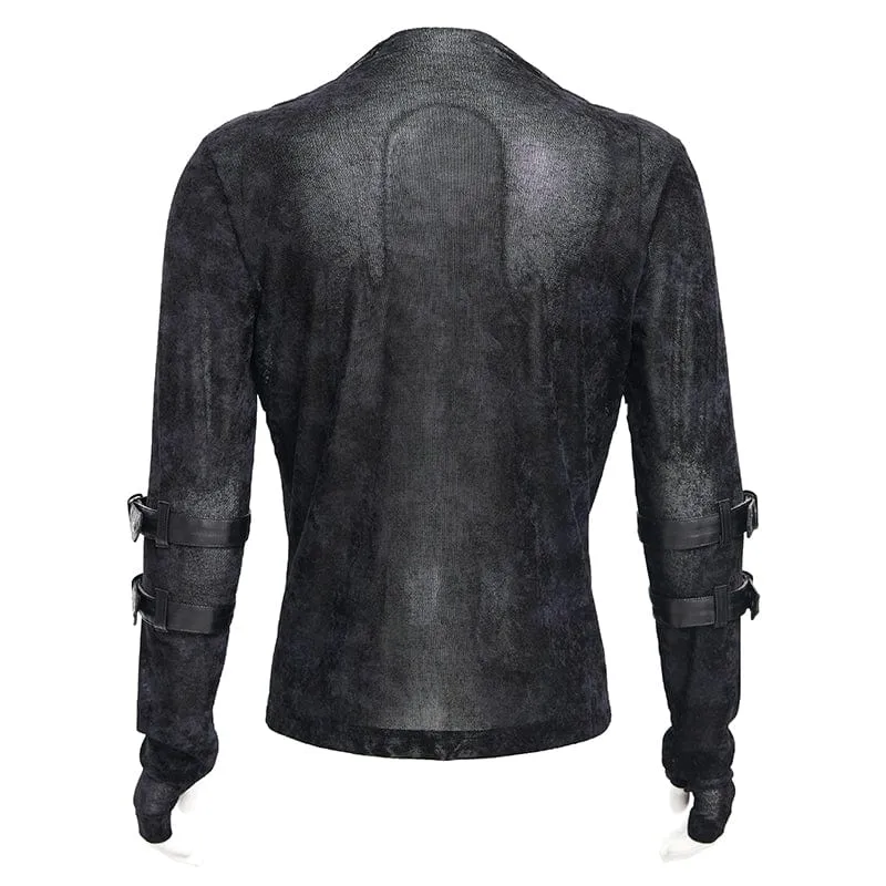 Gothic-Pullover mit Nieten und Schnalle für Herren