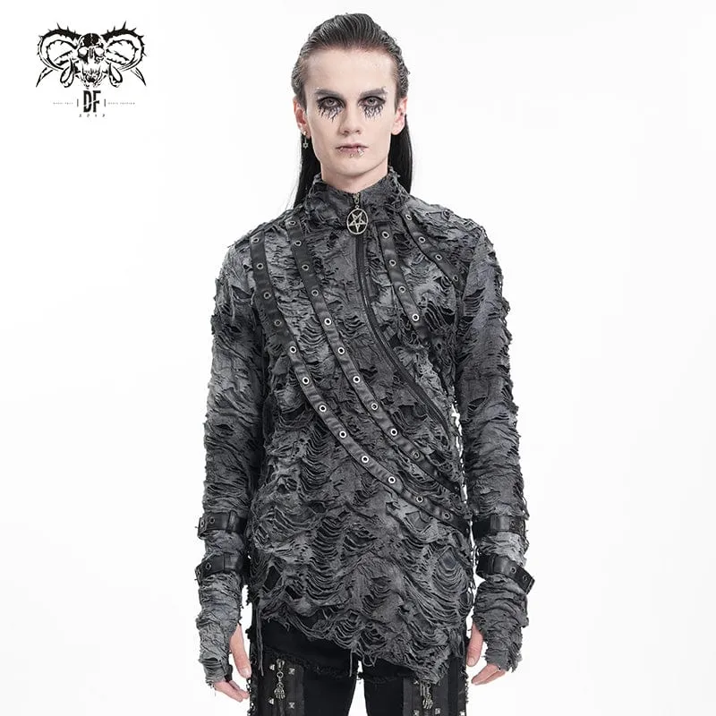 Gothic-Pullover mit zerrissenen Ösen für Herren