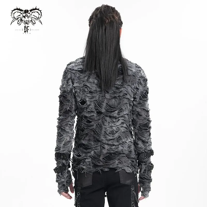 Gothic-Pullover mit zerrissenen Ösen für Herren