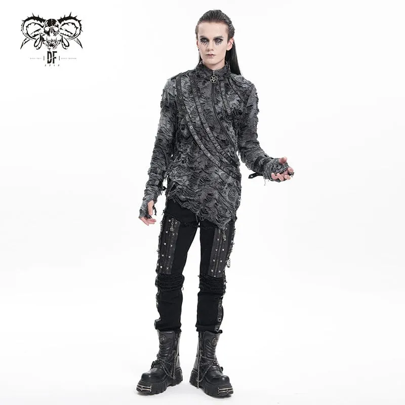 Gothic-Pullover mit zerrissenen Ösen für Herren