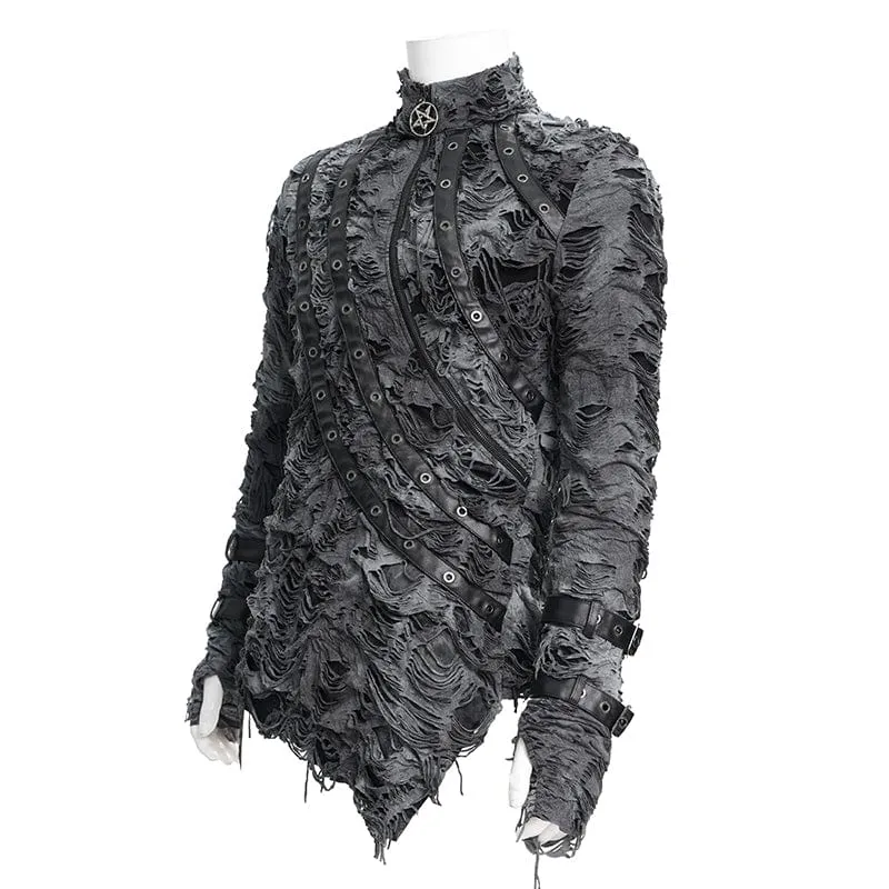 Gothic-Pullover mit zerrissenen Ösen für Herren