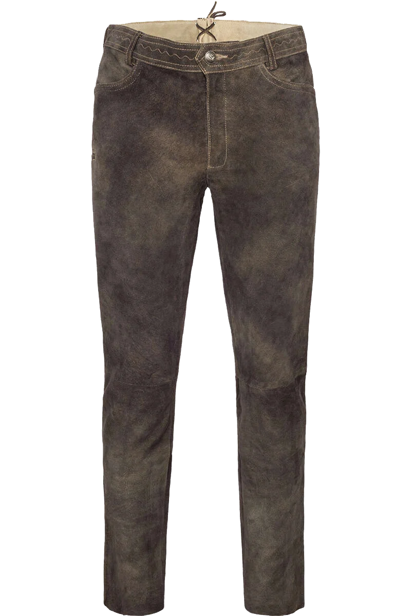 Herren Lederhose lang braun