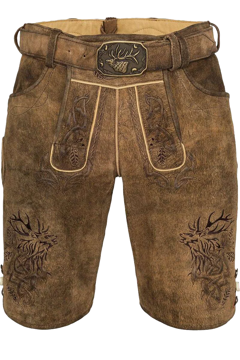Kurze Herren Lederhose mit Stickerei