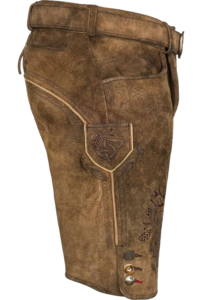 Kurze Herren Lederhose mit Stickerei