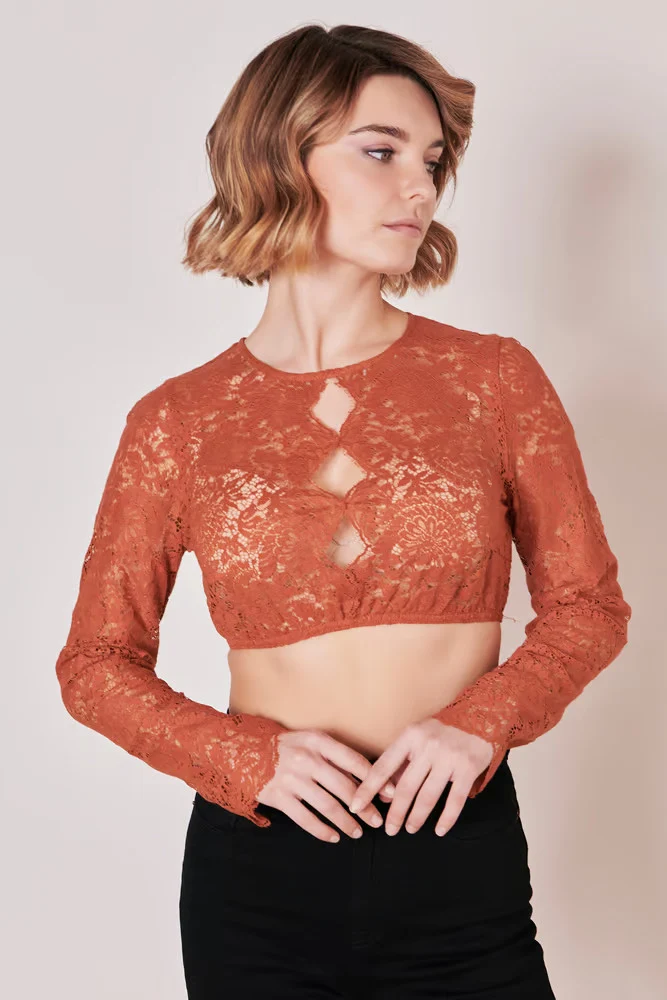 Dirndlbluse Krüger Collection Raffaela orange rost