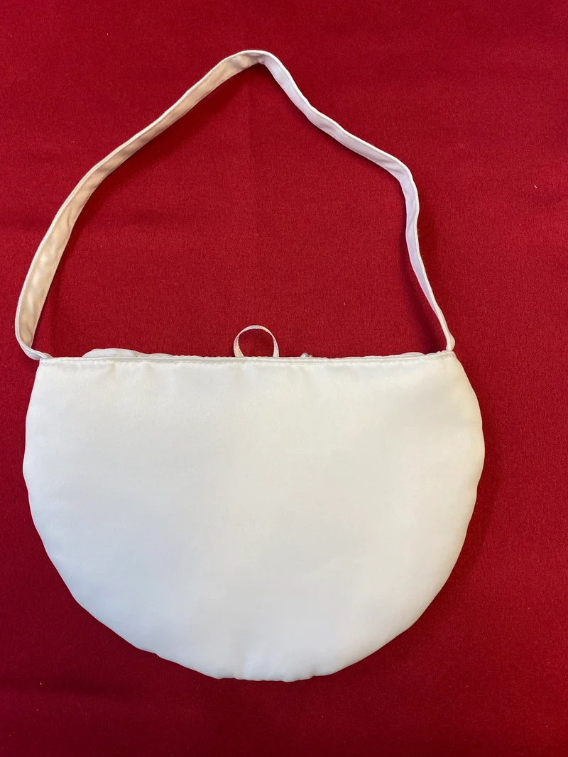 Kommunion Handtasche weiß mit Perlen und Blütenapplikation