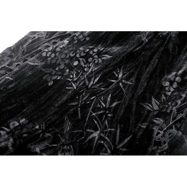 Gothic-Abendkleid mit Rosenstickerei aus Samt für Damen, Meerjungfrauen-Stil, Hochzeitskleid